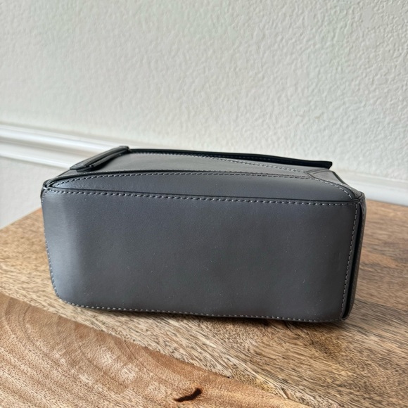 Graphite Gray Mini Leather Patchwork Satchel Puzzle Crossbody Shoulder Bag - Picture 10 of 15